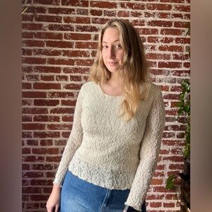 Peaces Y2K Cream Lace Long Sleeve Top